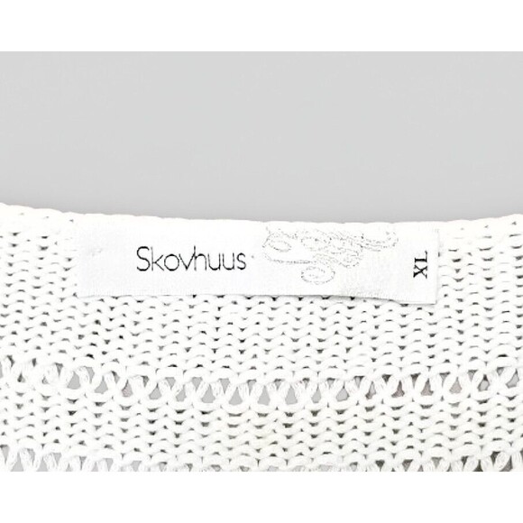 SKOVHUUS White Striped Cardigan Sweater Sz XL Gray Black Silver Stripes Italy - Picture 2 of 9